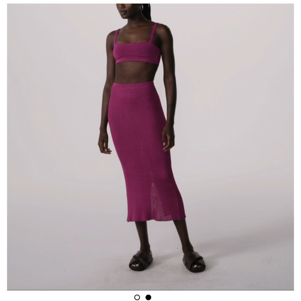 Calle De Mar Magenta Ribbed Skirt NWT